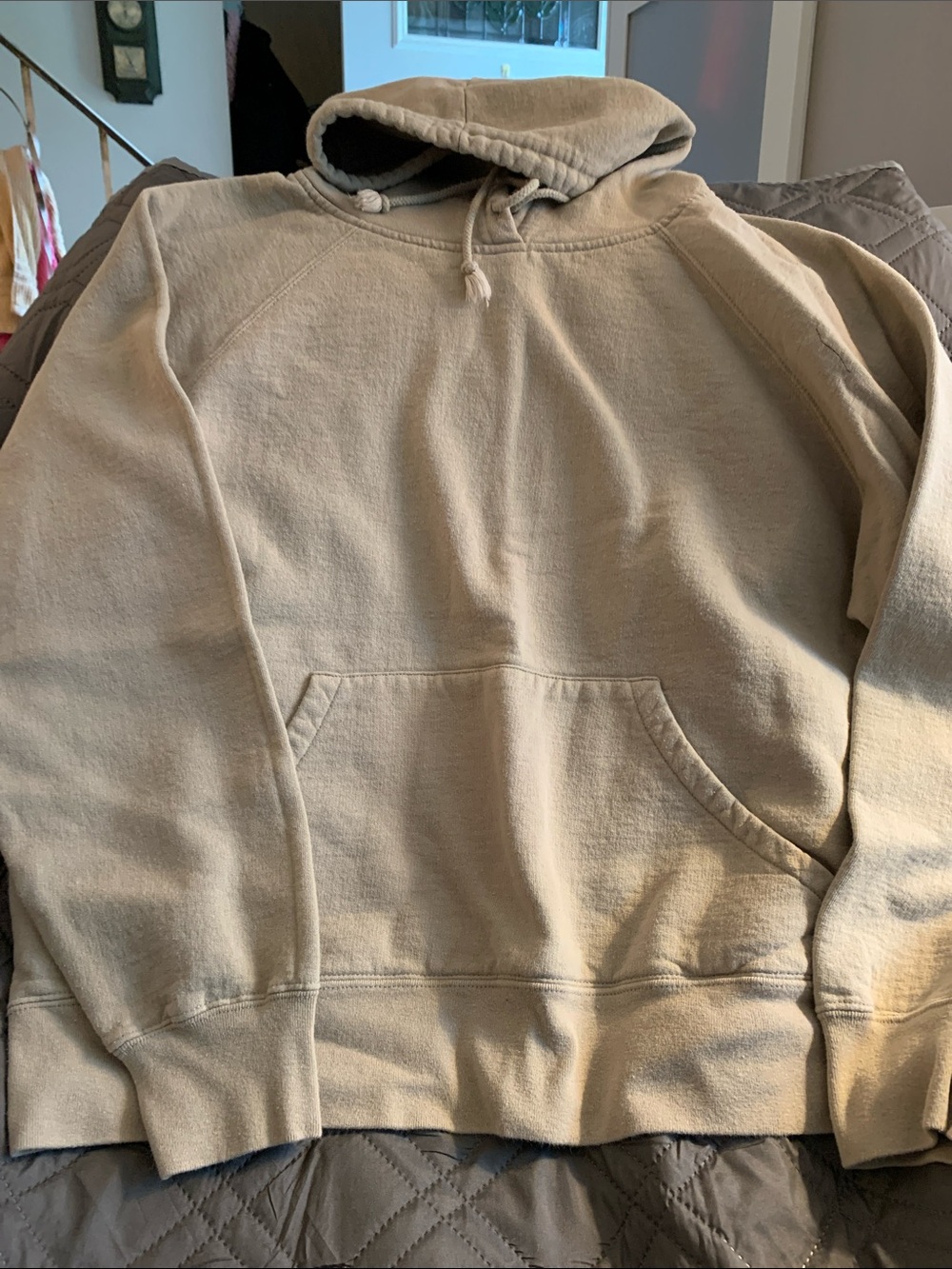 Neutral Beige Cropped Pullover Hoodie